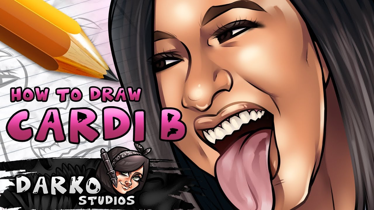 How to Draw Cardi B - Drawing & Coloring Portraits and People EASY