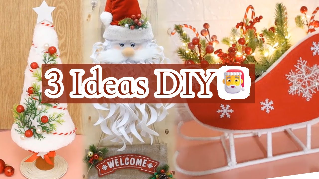 3 Manualidades Navideñas: Papá Noel, Trineo y Arbolito Mini