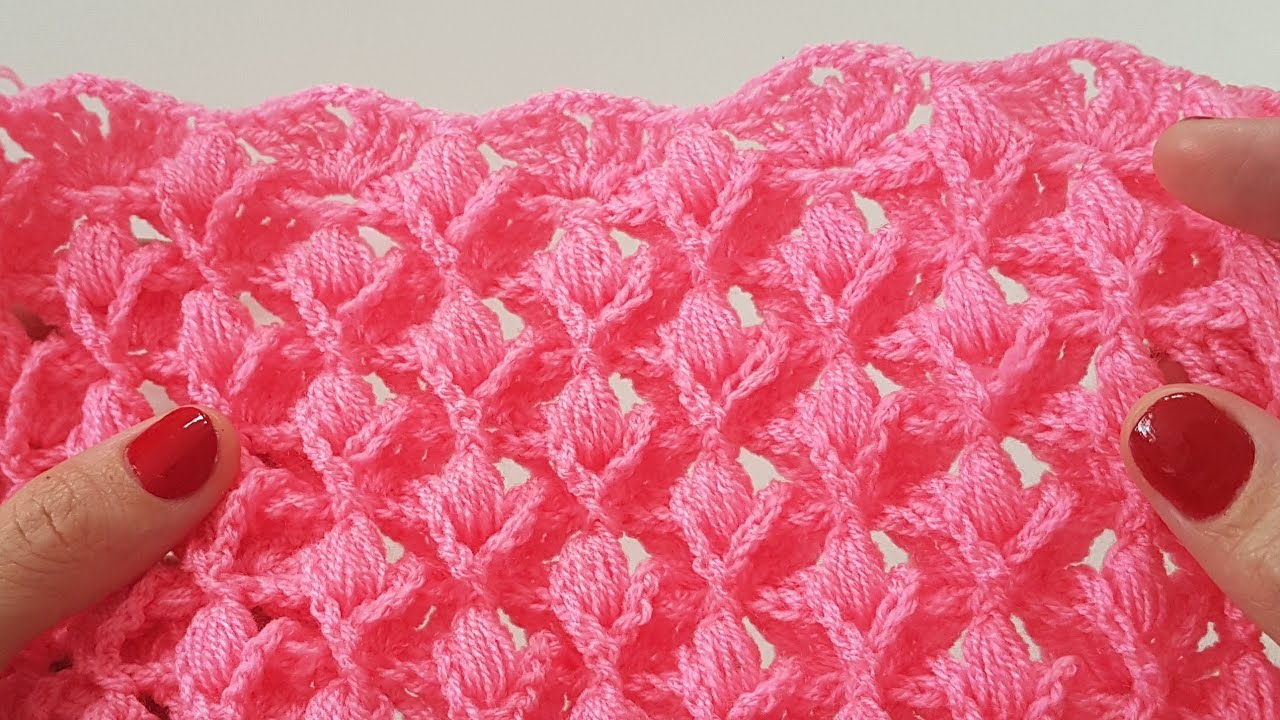 3Boyutlu Lale Battaniye/ Lif/Atkı/Şal / Crochet 3D Tulips Blanket