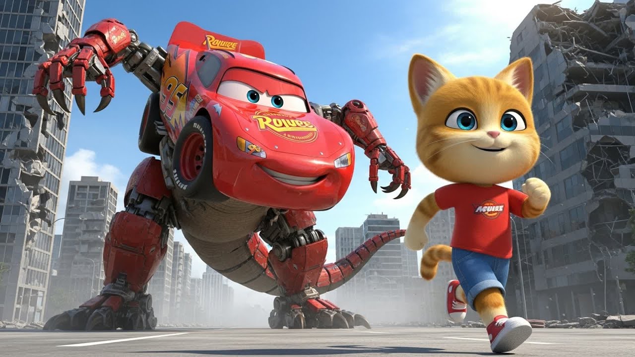 McQueen Transforms into a T Rex Monster! CAT's Epic Rescue Mission 🚗➡️🦖 | CAT RACING