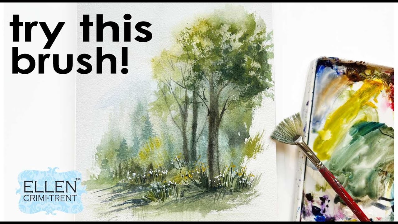 Try this brush with watercolor for a soft landscape