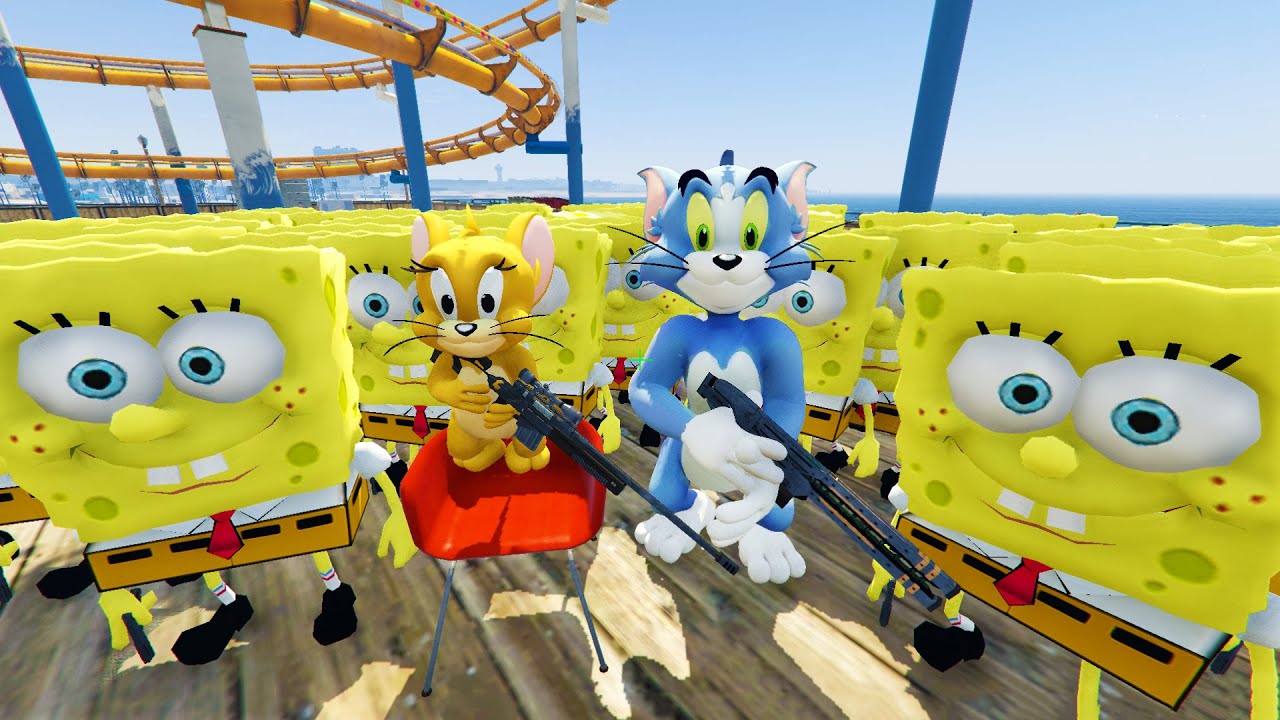 GTA 5 Epic Ragdolls | 100,000 SPONGEBOB vs TOM AND JERRY (Euphoria Physics) !