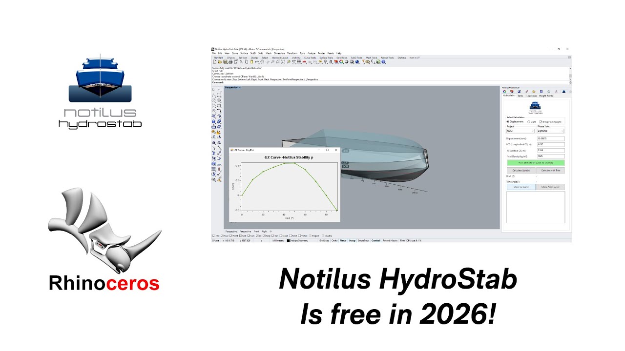 Notilus HydroStab | Гидростатика, устойчивость и вес — все внутри Rhino