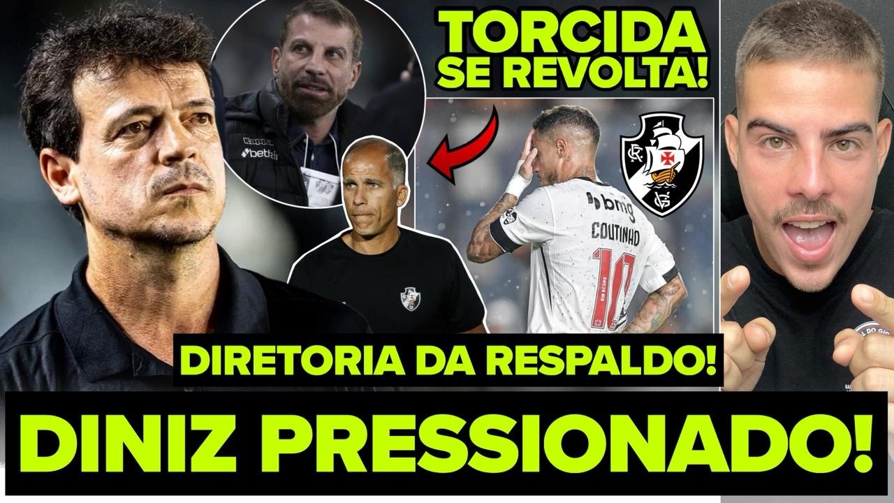 DINIZ PRESSIONADO PELA TORCIDA DO VASCO! DIRETORIA DA RESPALDO! TORCIDA SE REVOLTA COM TREINADOR! E+