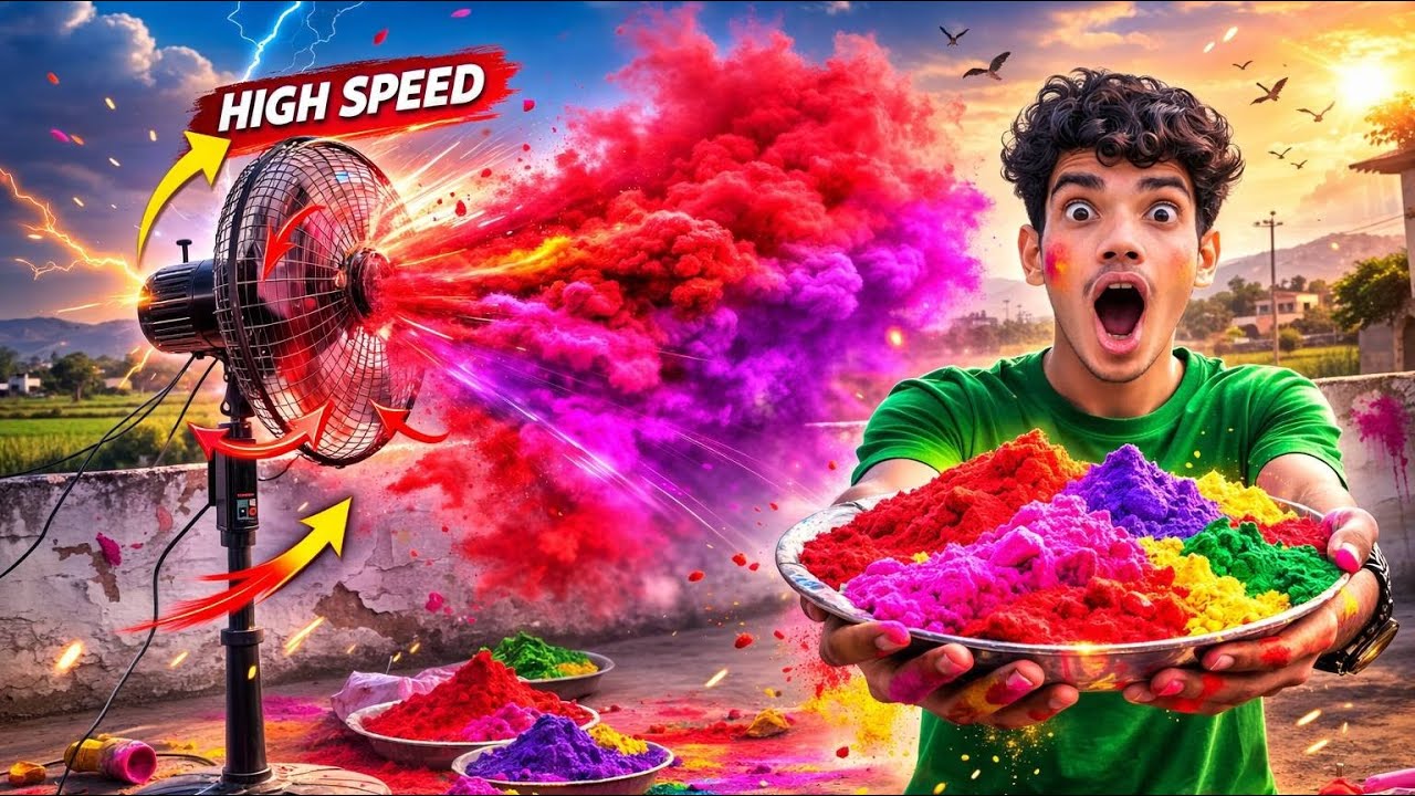 High Speed Fan Ke Samne Gulal - Kya Ye Color Storm Banayega?