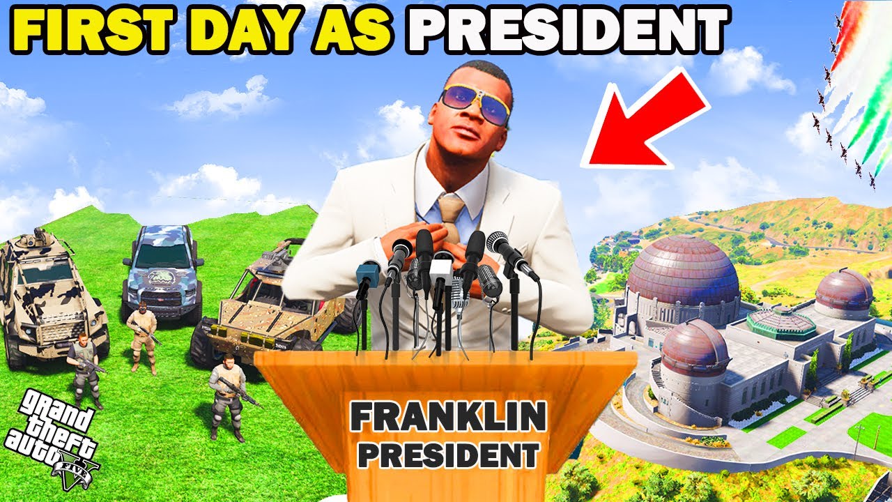 Franklin FIRST DAY AS PRESIDENT in GTA5 |Shinchan and Chop