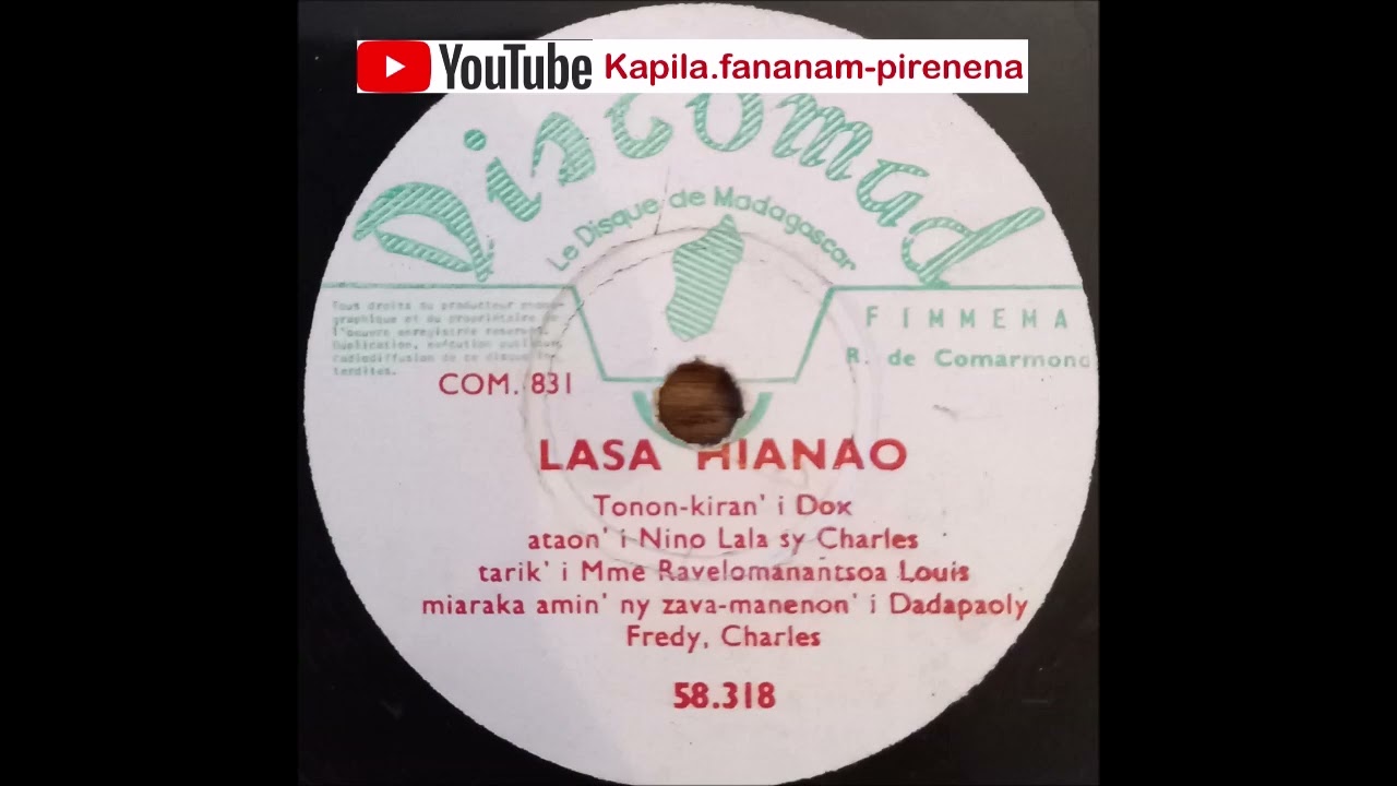 Fredy Raoilifahanana - Lasa hianao (Discomad original 78 tours) - Madagascar.