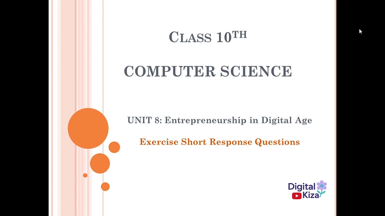 Class 10 Computer Science Unit 8: Entrepreneurship in Digital Age Exercise Short Response Questions