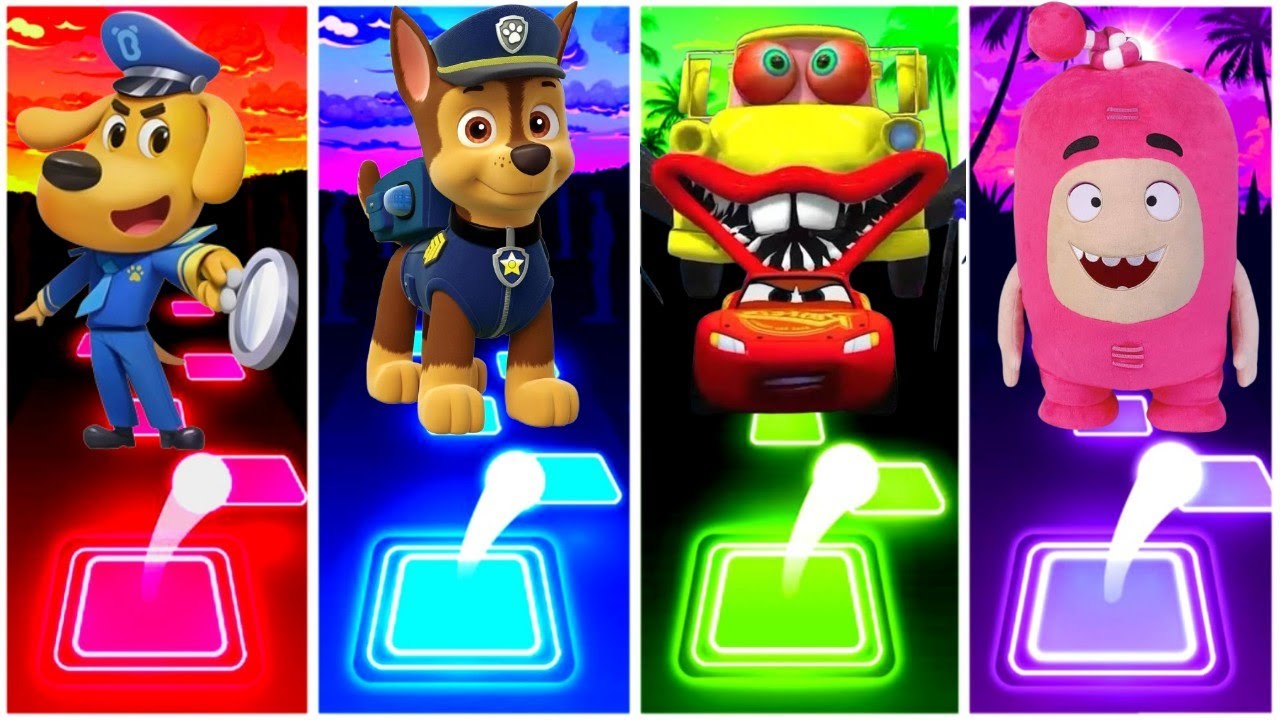 Sheriff Laborador - Paw Patrol - Lighting Mcqeen Eater - Oddibods . Tiles Hop Edm Game