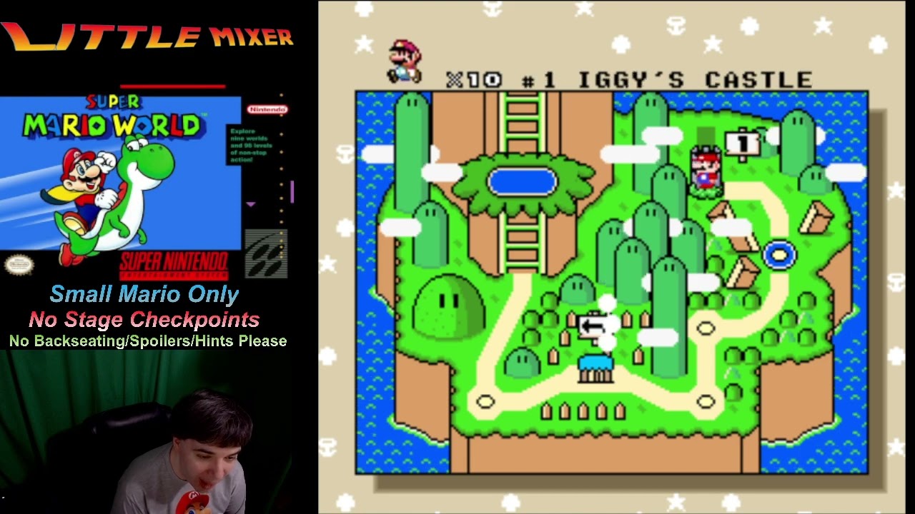 Small Mario Only/No Stage Checkpoints/No PowerUps - Super Mario World - SNES