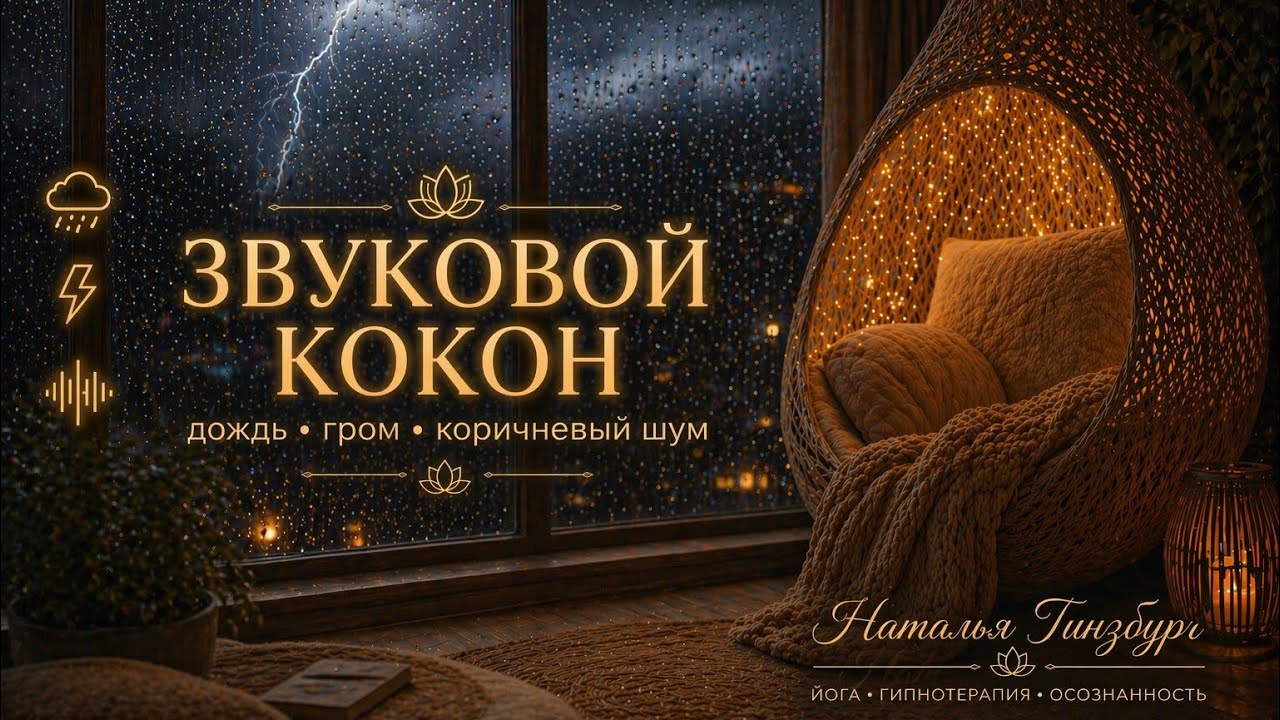 ГЛУБОКИЙ СОН : бинауральные ритмы + дождь/гром + коричневый шум | Deep Sleep