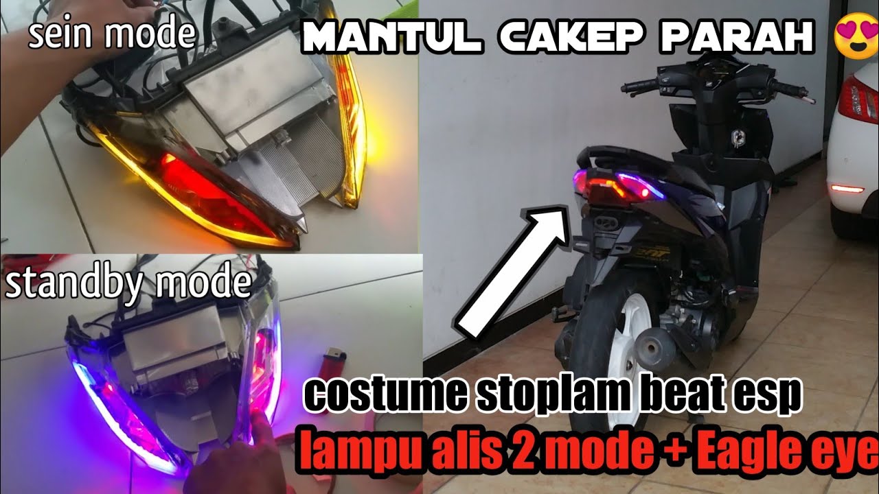 Costume stoplam beat esp - pasang lampu alis 2 mode+eagle eye hasilnya mantul 😍