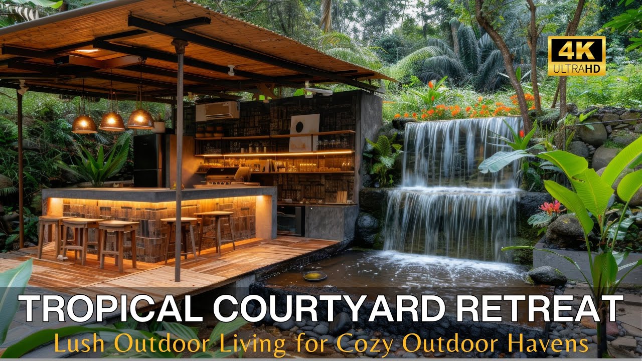 Tropical Courtyard Retreat: Lush Outdoor Living Design Ideas for Cozy Outdoor Havens