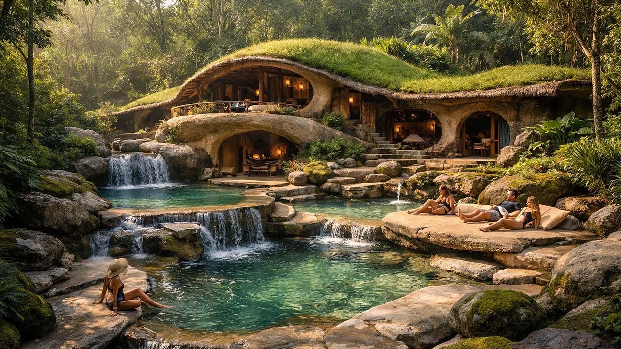 100 Days to Build a House in Mysterious Tree Roots with a Private Underground Swimming Pool