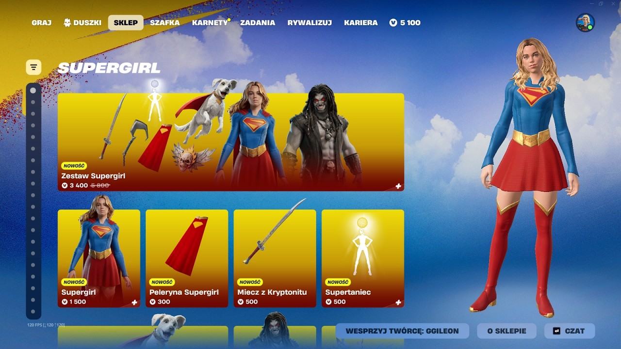 SKLEP FORTNITE 27.06.2026 *NOWE SKINY SUPERGIRL I LOBO, BRAINROTY, PAKIET WOJOWNICY PROMENADY, SON*