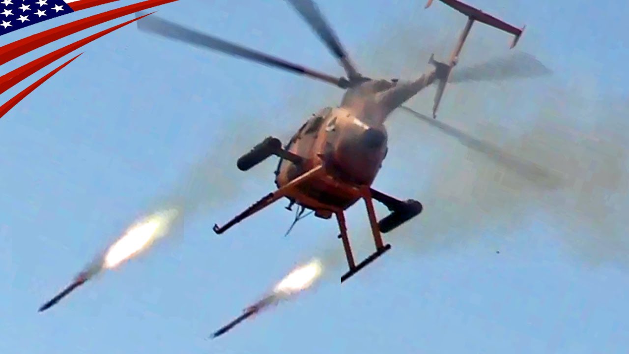 MD-530F Attack Helicopter Weapons Fire : 70mm Rocket & .50 Cal Gun - 攻撃ヘリコプターの70mmロケット弾･12.7mm機銃発射