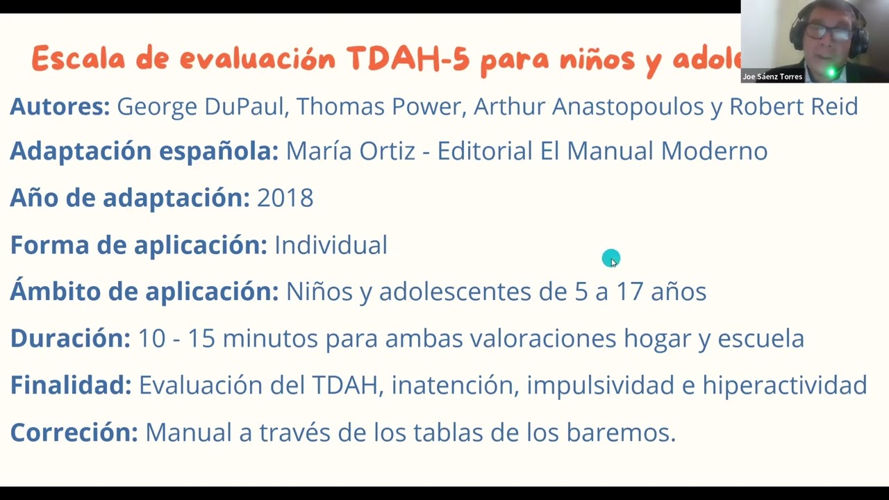Escala de evaluación TDAH-5 para niños y adolescentes.