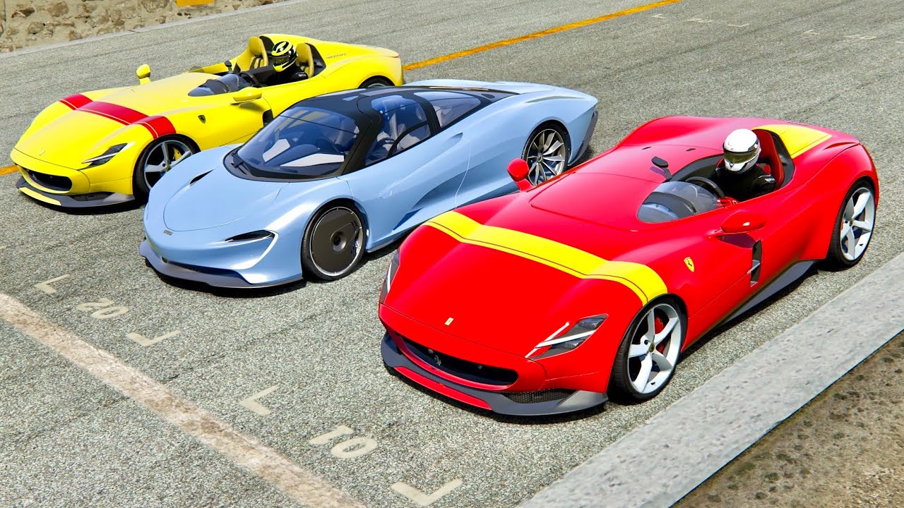 Ferrari Monza SP1 vs McLaren Speedtail vs Ferrari Monza SP2 - Top Gear Track