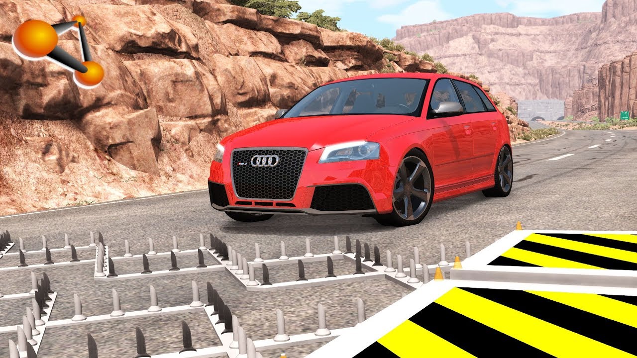 BeamNG.drive - Wheels through Spike Strip
