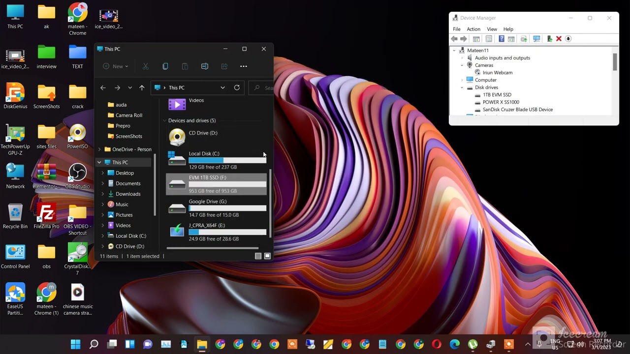 EVM SSD 1TB speed test and comparison