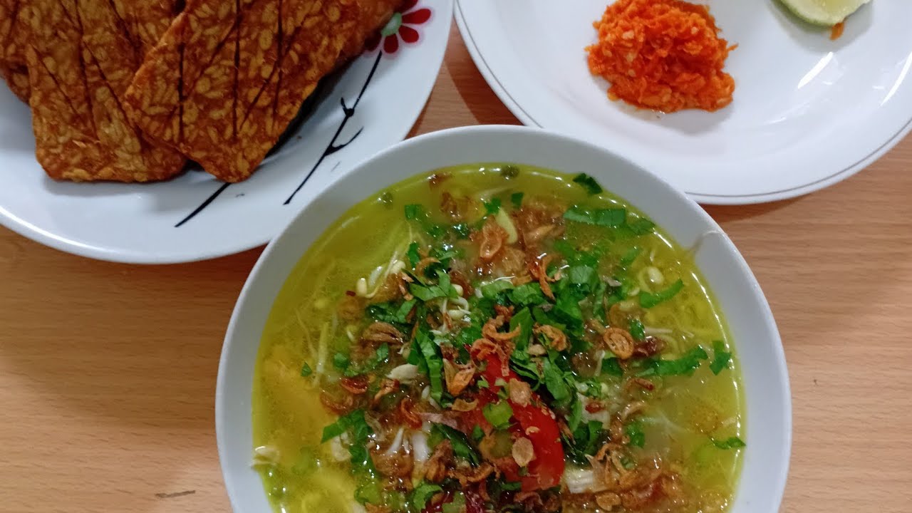 Masak Yang Hangat Segar Soto Ayam+Sambel+Tempe Garet Pas Banget Cuaca Mendung Hujan