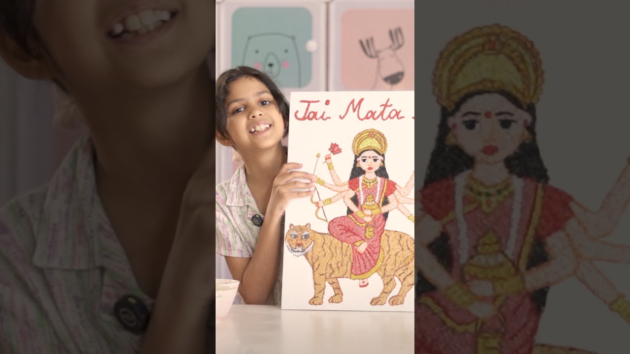 Adi Makes Her 1st Goddess Durga with Paper 😍 | Art & Craft | Adi Connection #shorts