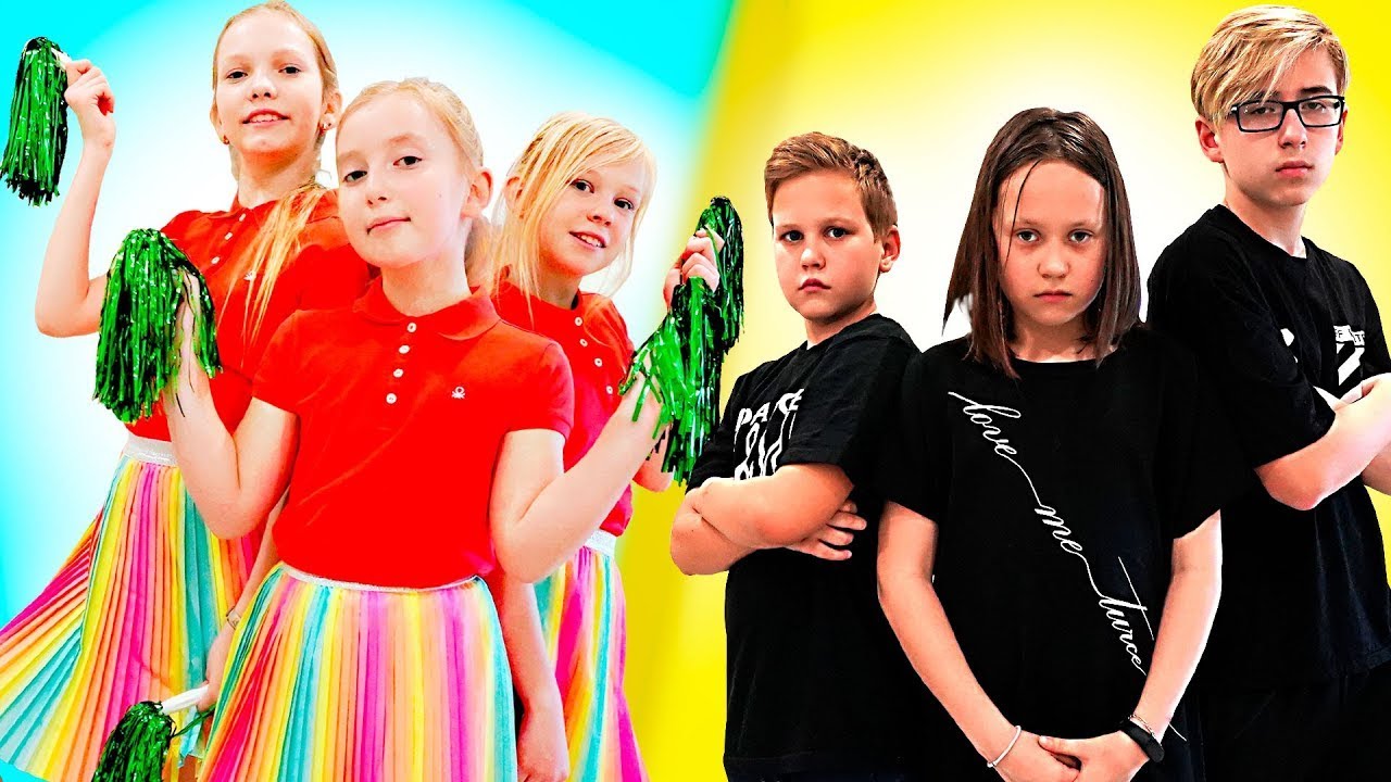 Konkurs cheerleaderek! Która drużyna wygra. Bogate kolory lub Słaba czerń | Jesteśmy Rodziną