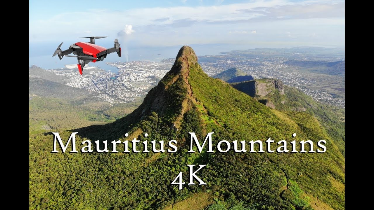 Mauritius mountains from drone 4K