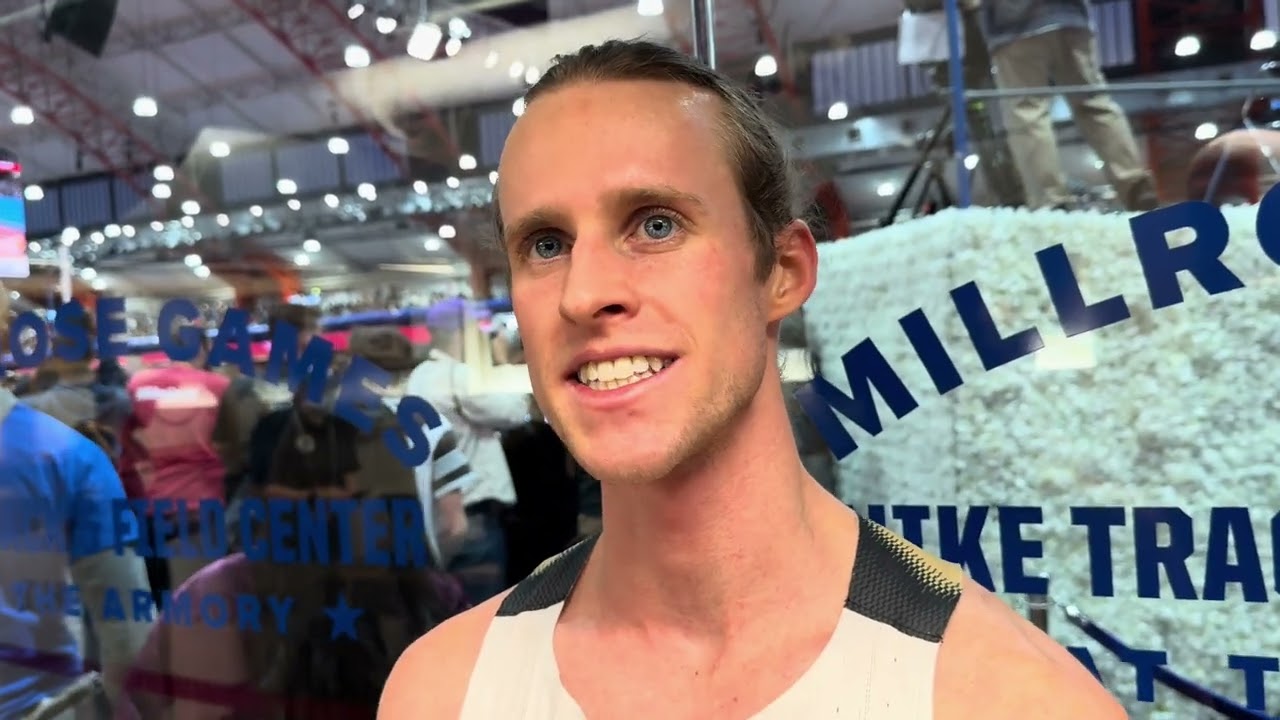 Cole Hocker after taking down Josh Kerr to win Millrose 2-mile