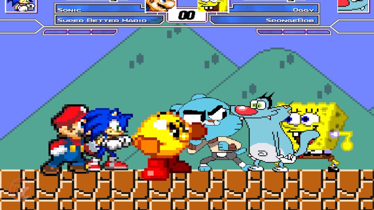 SONIC and MARIO and PAC-MAN  vs  OGGY and SPONGEBOB and GUMBALL | BEST OF 3
