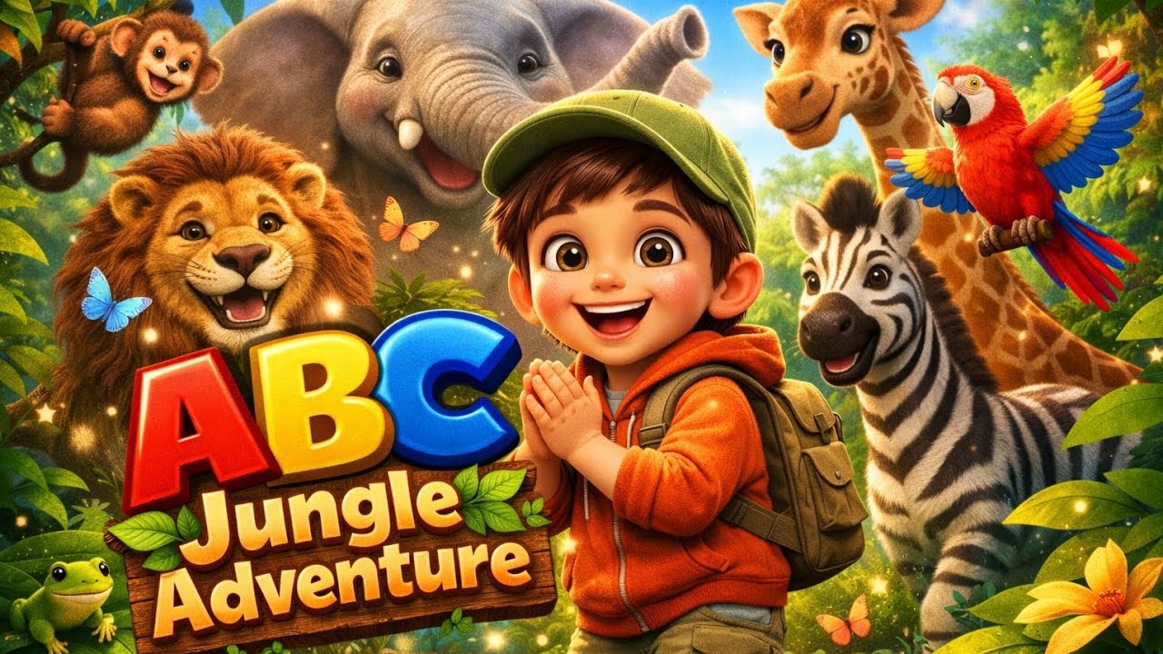 ABC Jungle Adventure Song 🐘🦒🐵 | Learn Alphabet with Jungle Animals for Kids!