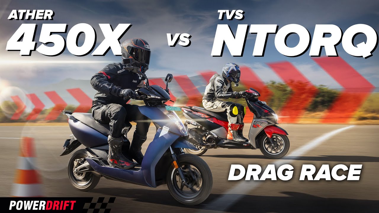 Ather 450X v TVS NTorq | DRAG RACE | Can the electric scooter beat the ICE king? | PowerDrift