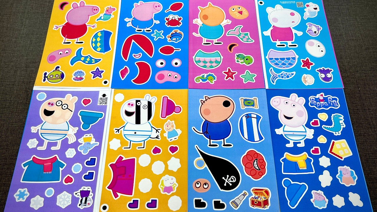 [Paper diy] 🐷 Peppa Pig Galaxy Movie! DIY Make a Face Stickers with George Pig, Mummy Pig, Daddy Pig