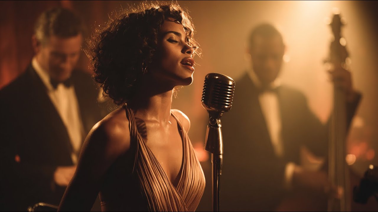 Elegant Vintage Jazz Animation | Female Jazz Singer with Live Musicians