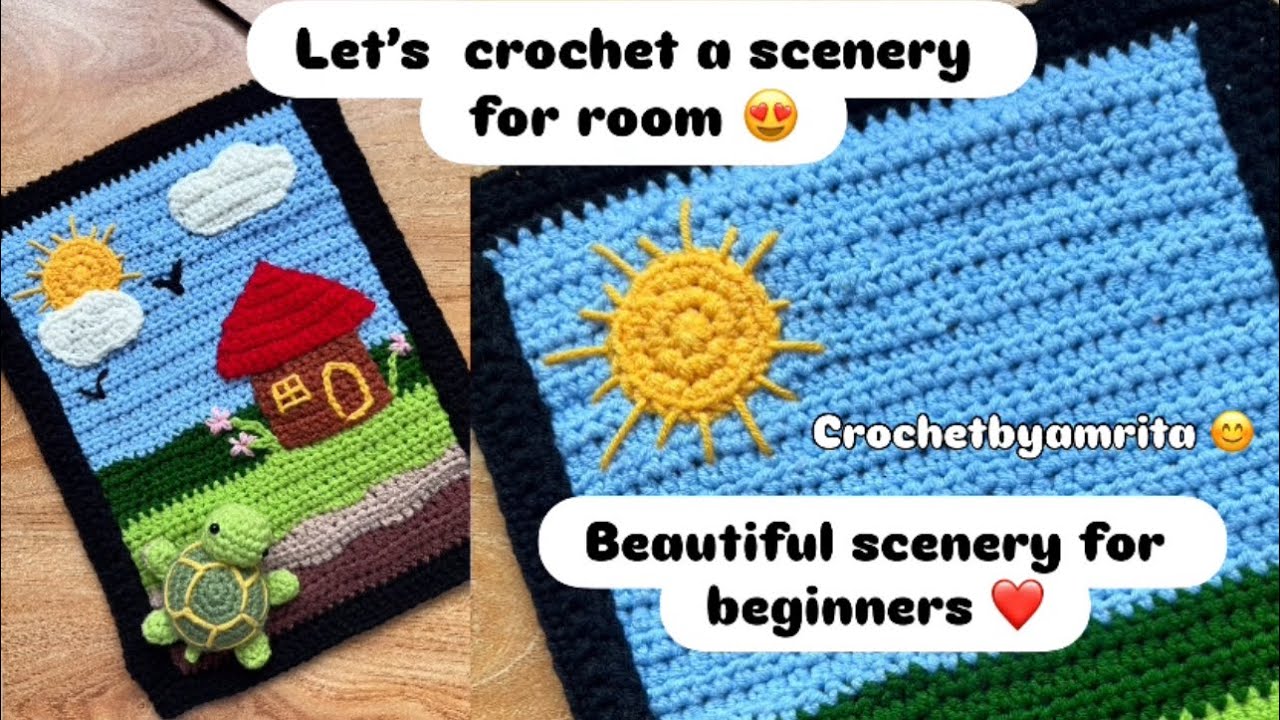 Cute Crochet scenery for room 😍step by step tutorial for beginners 😊