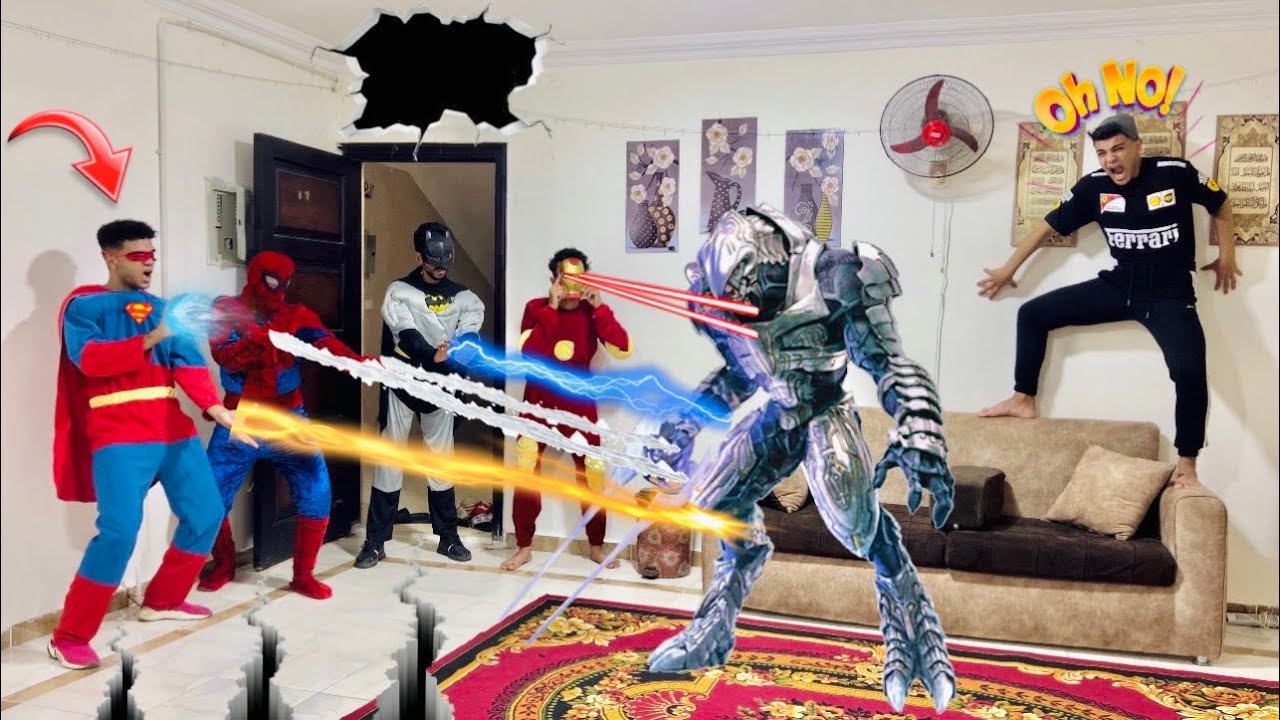 هجوم الآلي الشرير🤖على منزلنا😱وتجميع قوة الأبطال الخارقين⚡️لإيقافه وعودته إلى الفضاء🪐(الجزء ال3🔥)