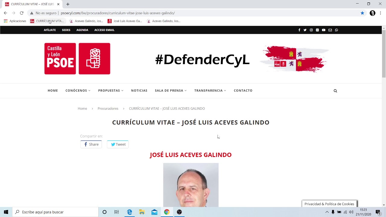 José Luis Aceves Galindo, diputado del PSOE por Segovia. Estudios y currículum