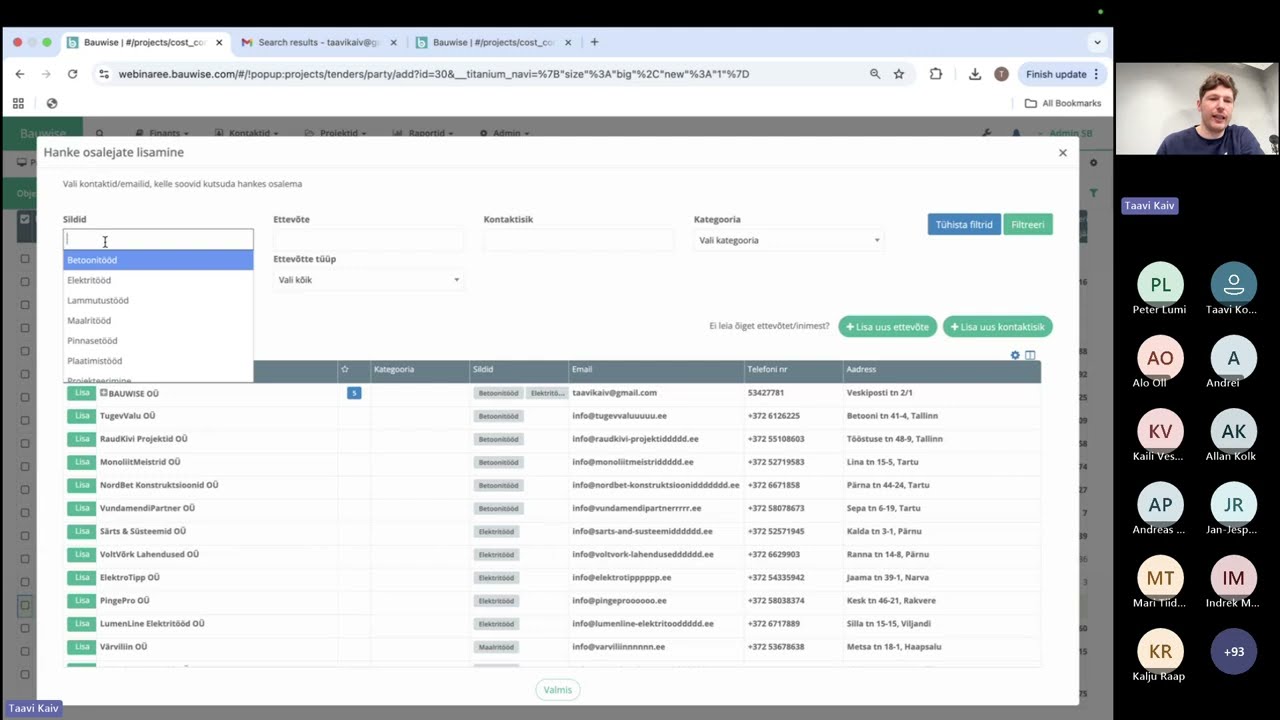 Ehitushangete haldus Bauwise’is – uue funktsionaalsuse tutvustuse vebinar