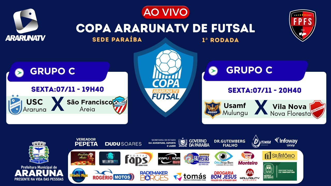 COPA ARARUNATV DE FUTSAL - USC X S&Atilde;O FRANCISCO | USAMF X VILA NOVA | 07/11/2025