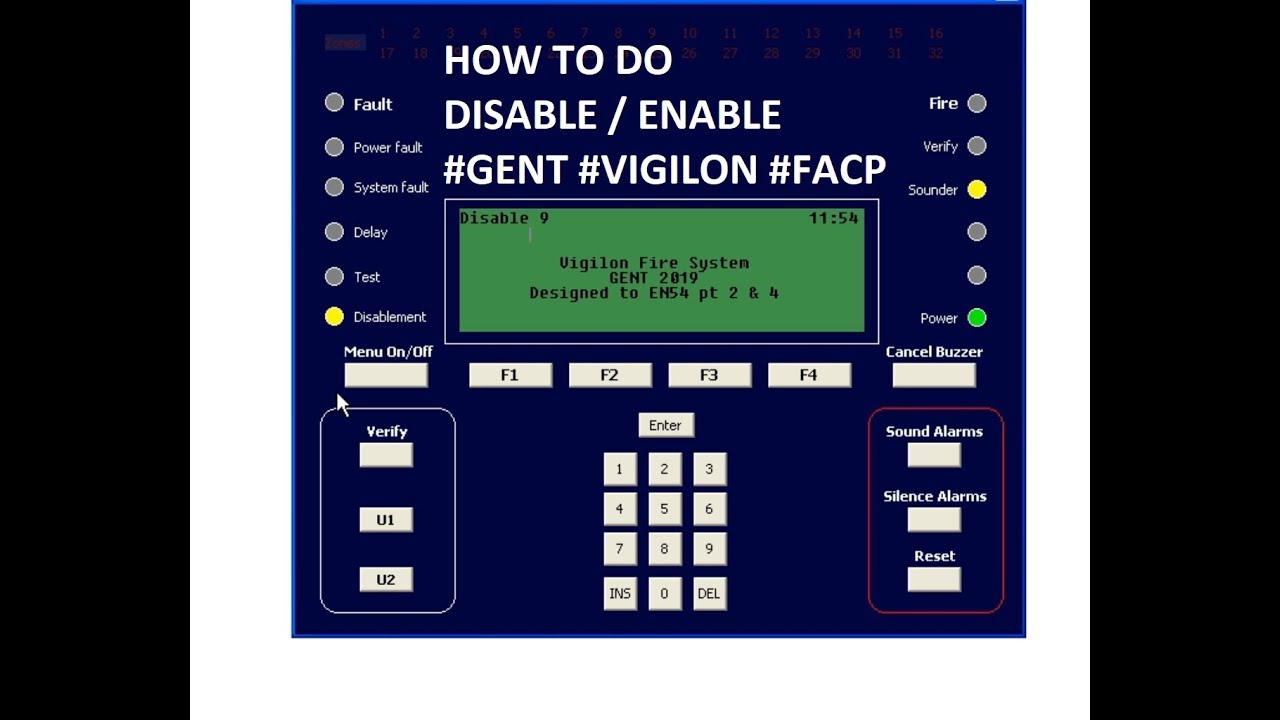 HOW TO DO DISABLE / ENABLE GENT FIRE ALARM PANEL #GENT #VIGILON #HONEYWELL #FACP