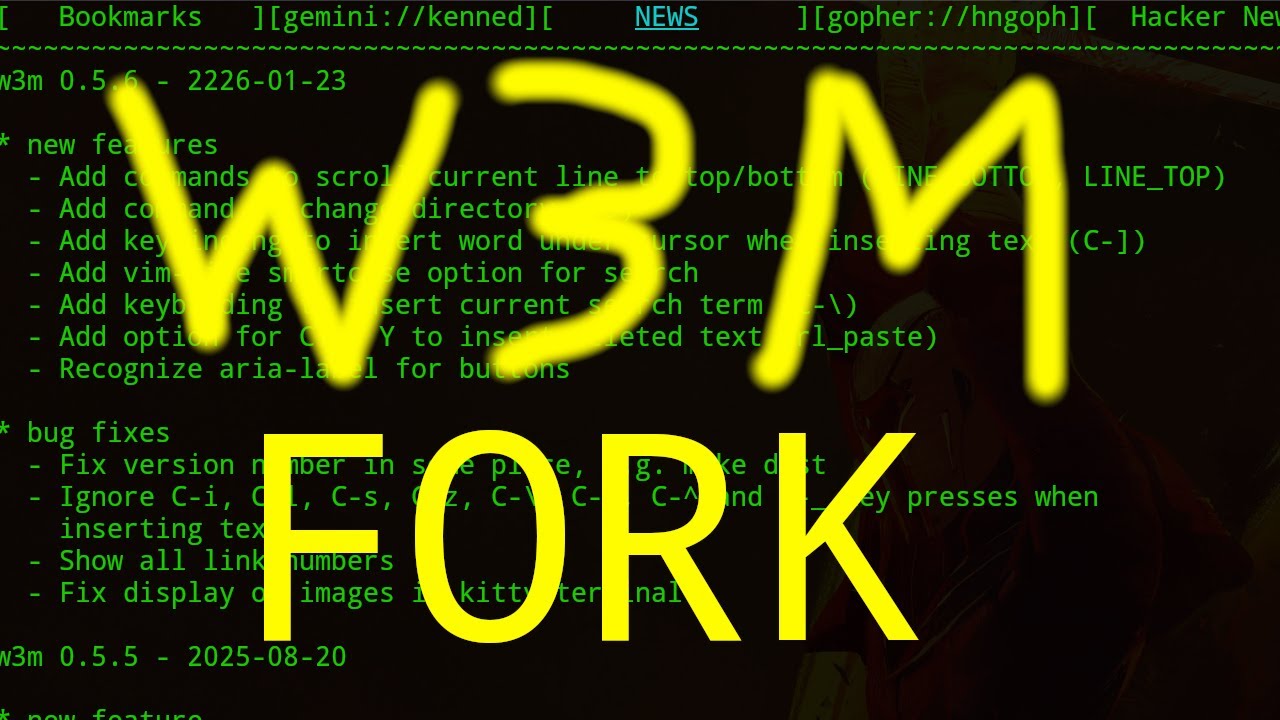 Новые возможности веб-браузера W3M 0.5.6 — Linux TUI