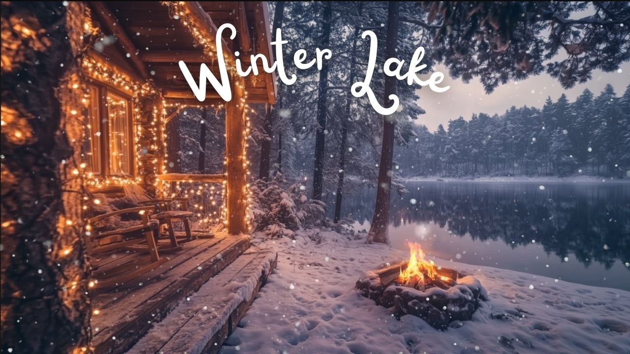 Winter Ambience at the Cozy Cabin Porch 🔥 Campfire & Snowfall