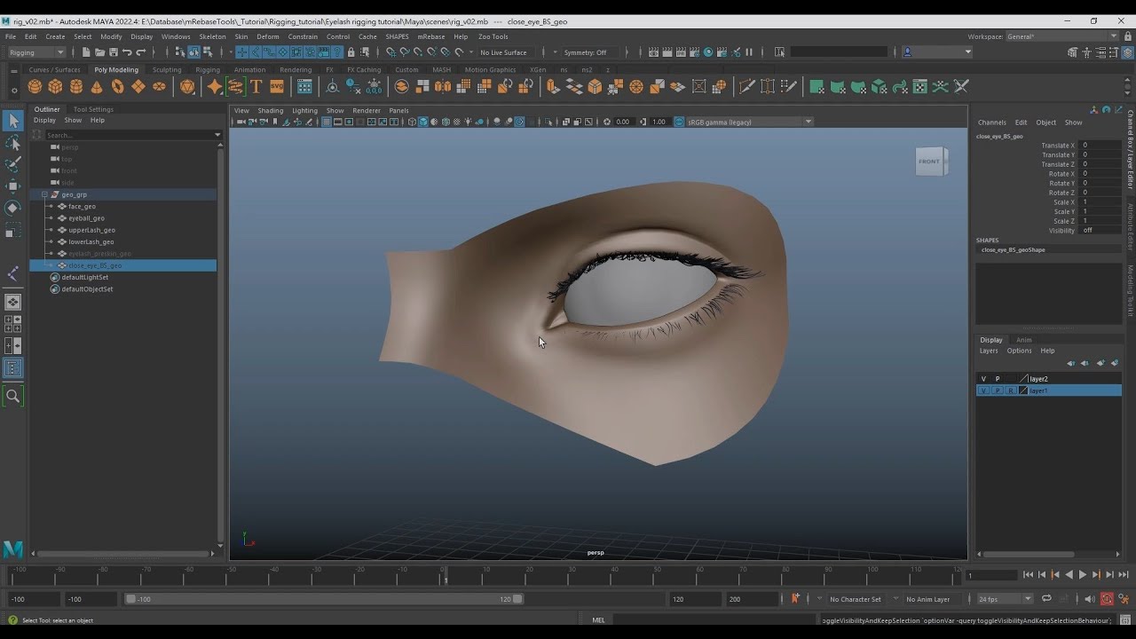 Maya rigging tutorial - How to rig eyelash part1