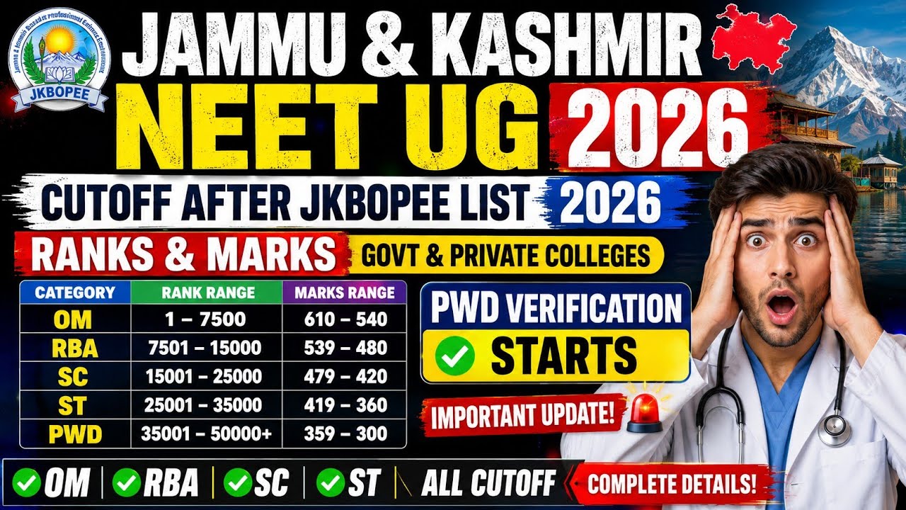 J&K NEET UG 2026 Cutoff After JKBOPEE List 🔥 OM | RBA | SC | ST | PWD | Ranks & Marks ✅
