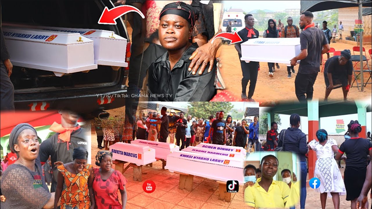 VERY SAD: Tears flow at burial of 5 school Children of Nkawkaw school bus accident victims.