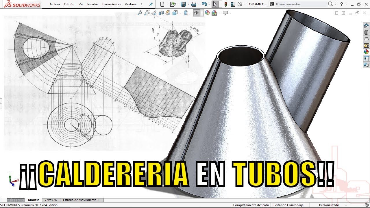 CHAPA METALICA EN SOLIDWORKS | TUBOS CILINDRICOS Y CONOS | TRAZADO DE CUERPOS DE CHAPA