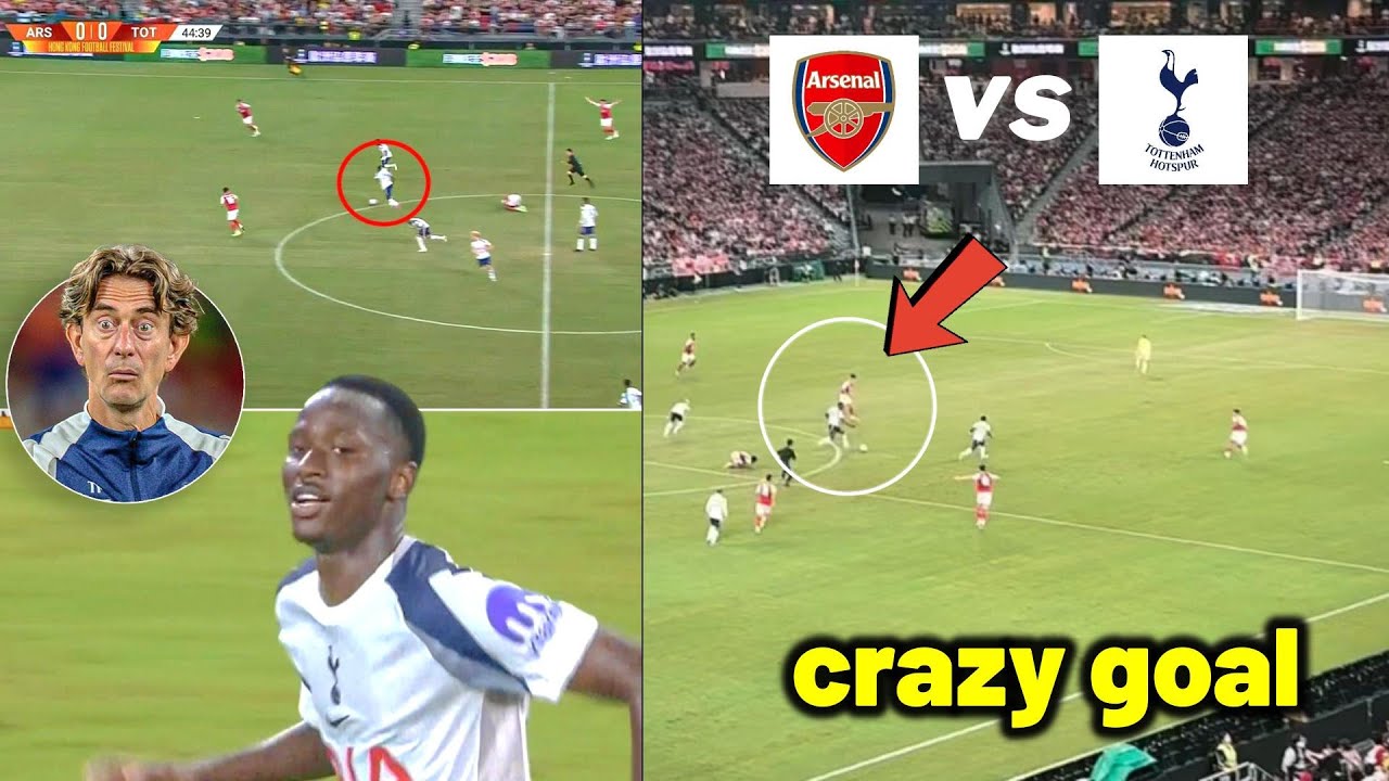Pape Matar Sarr goal from half way - Arsenal vs Tottenham