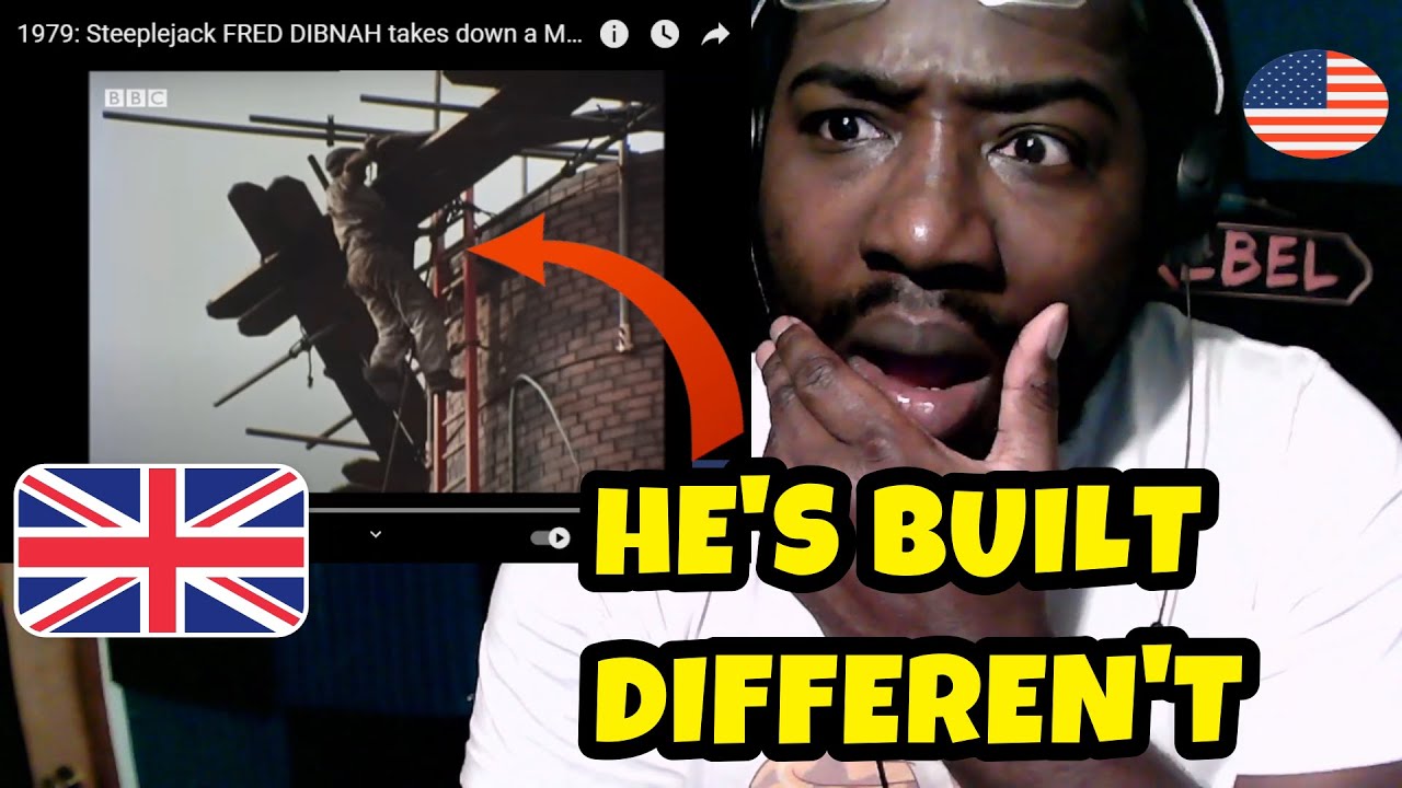 AMERICAN GUY REACTS To Fred Dibnah - British Steeplejack Takes Down a Massive Chimney BRICK by BRICK