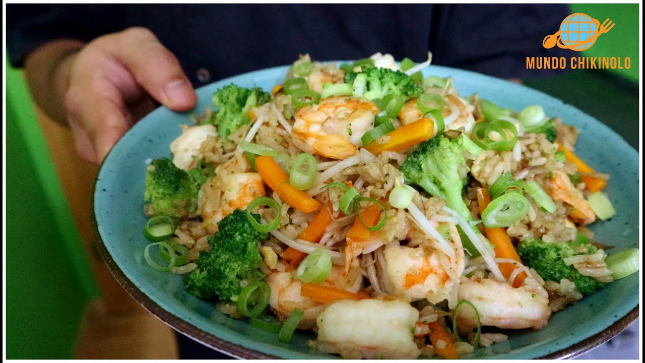Como hacer Arroz frito chino con Camarones (Comida China) | M U N D O Chikinolo