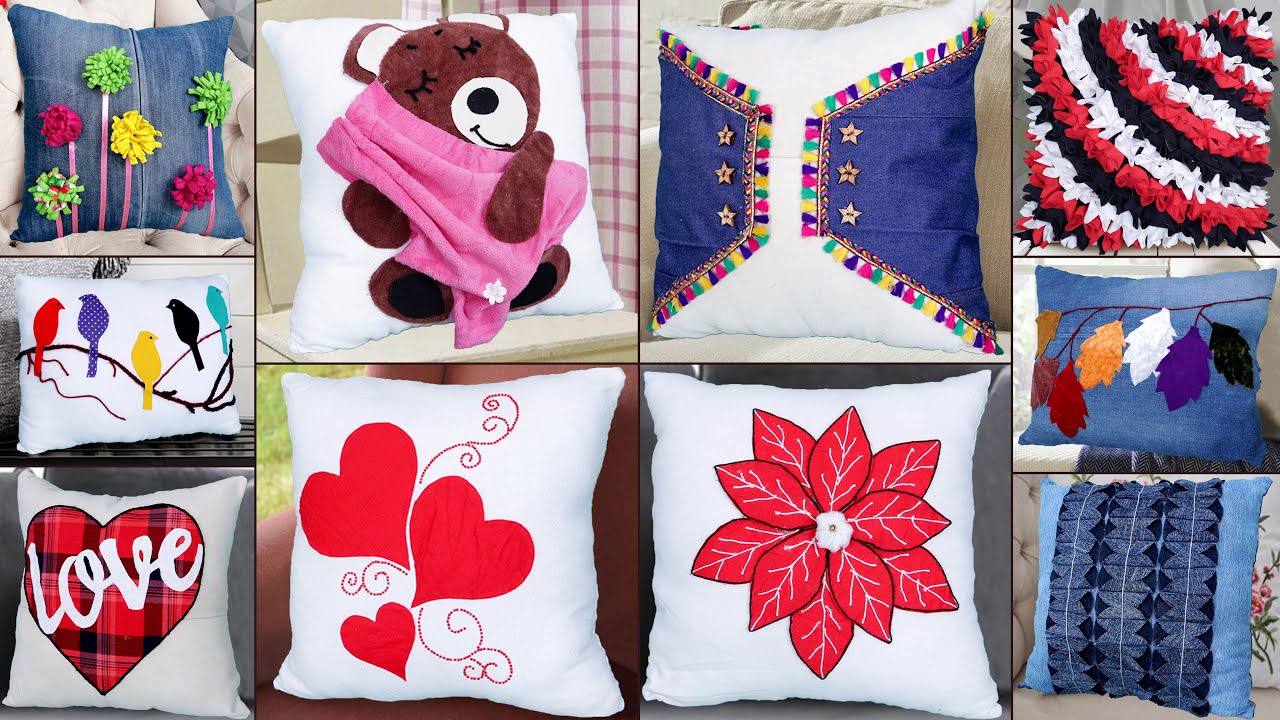 10 Cushion Making || Best Out of waste || Jeans Recycle Reuse Ideas || DIY Cushion